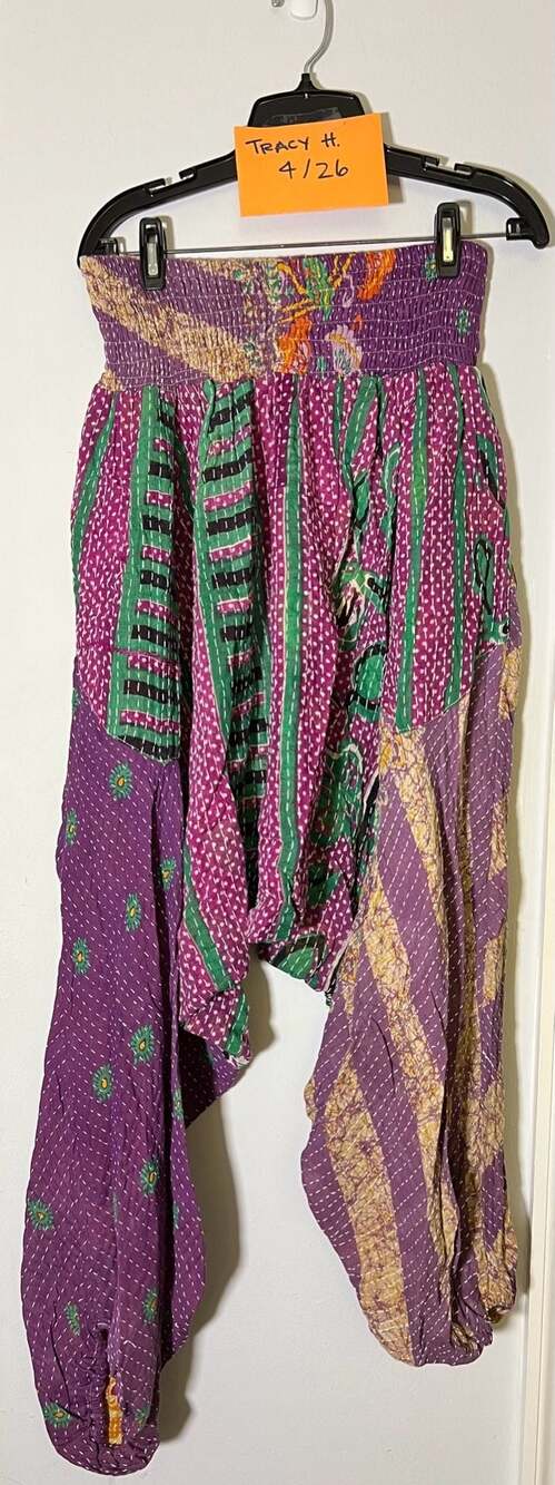 Kantha Bae Everyday Harem Pants Purple Green One Size